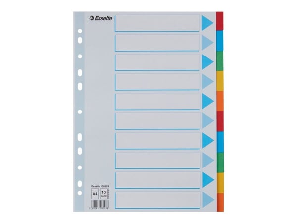 Esselte - Inndeler - 10 deler - for A4 (210 x 297 mm) - med fliker