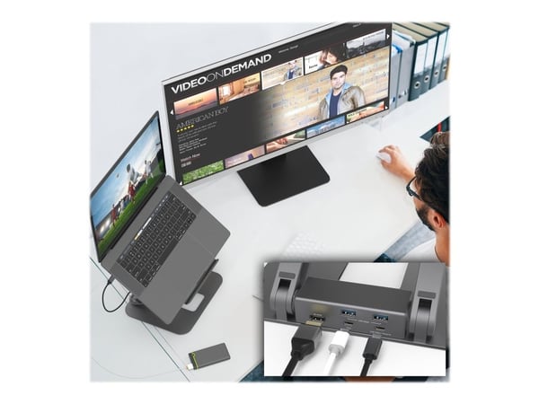 j5create JTS327 - Dokkestasjon + notebookstativ - USB-C / Thunderbolt 3 / Thunderbolt 4 - HDMI