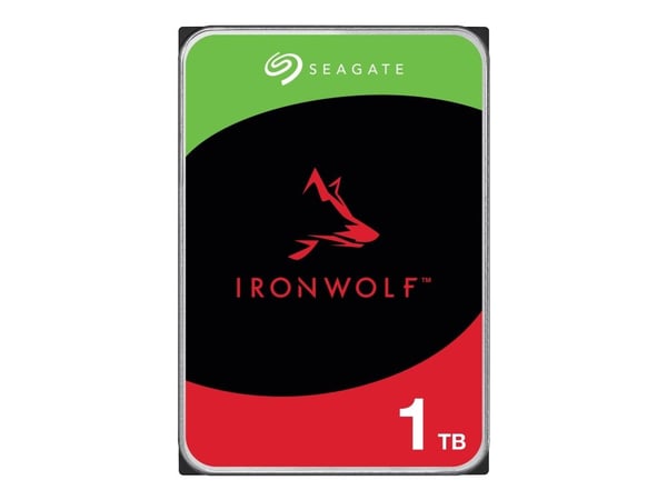 Seagate IronWolf ST1000VN008 - Hårddisk - 1 TB - inbyggd - 3.5" - SATA 6Gb/s - 5400 rpm - buffert: 256 MB