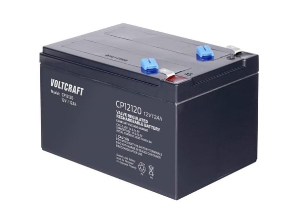 VOLTCRAFT CE12V/12Ah blybatteri 12 V 12 Ah blyfleece 151 x 101 x 98 mm, flattstift 6,35 mm, vedlikeholdsfritt