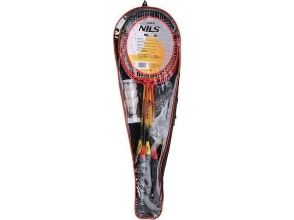 Nils Extreme NRZ264 aluminium badmintonsett: 4 racketer + 3 fjærballer + nett 600x60 cm + veske