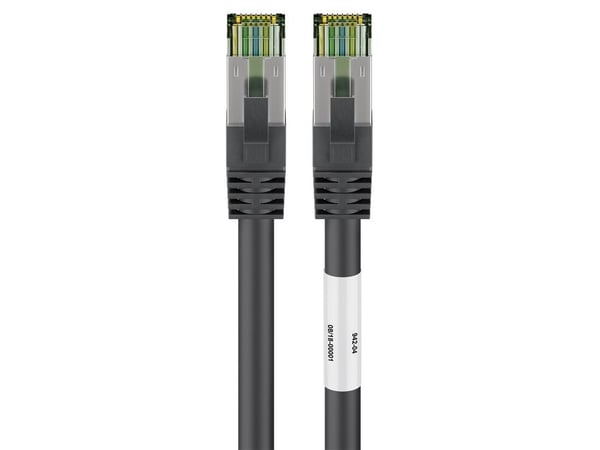 goobay - Koblingskabel - RJ-45 (hann) til RJ-45 (hann) - 25 cm - SFTP, PiMF - CAT 8.1 - halogenfri, uten hindringer, flertrådet - svart