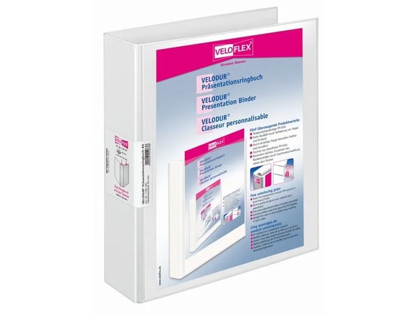 Veloflex VELODUR, Polypropylen (PP), Hvit, A4, 300 ark, 80 g/m², 4 cm