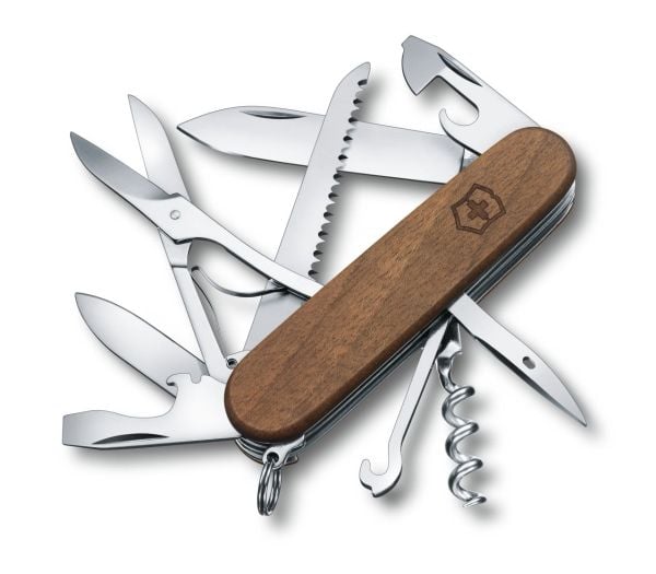 Victorinox Huntsman Wood, Fällkniv av slipjoint-modell, Kniv med flera verktyg, Dolk, Trä, Rostfritt stål, 13 verktyg