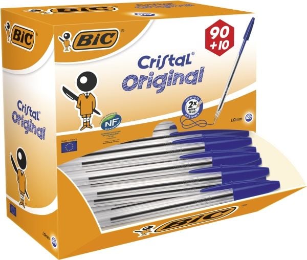BIC Cristal Original - Kulepenn - blå - 1 mm - medium (en pakke 100)