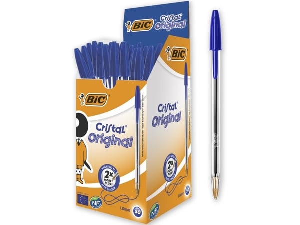 BIC Cristal Medium, Klipsi, Kuulakärkikynä, Sininen, 50 kpl, Keskikokoinen