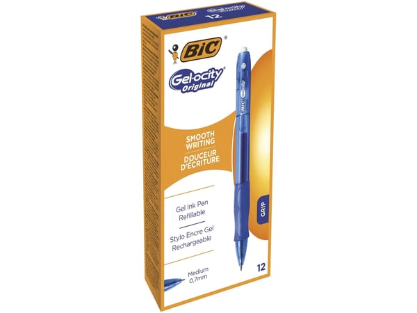 Gelpen BIC Gel-ocity Original Medium blå - med klikmekanisme - (12 stk.)