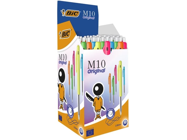 Kuglepen BIC M10 Original Medium Fantasy Colors - med klikkmekanisme - (50 stk.)