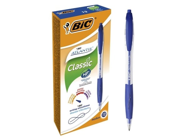 Kulspetspenna BIC Atlantis, medium, blå - (ask med 12)