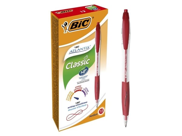 Kulspetspenna BIC Atlantis, medium, röd - (ask med 12)