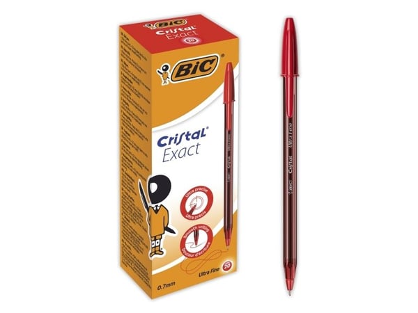 BIC Cristal Exact - Kulepenn - rød - 0.7 mm (en pakke 20)