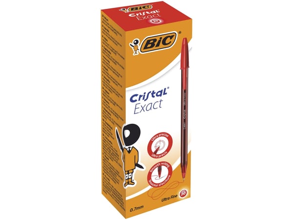 BIC Cristal Exact - Kulepenn - rød - 0.7 mm (en pakke 20)