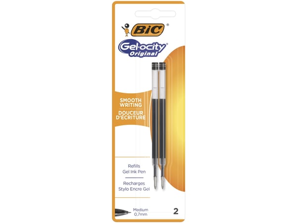 BIC VELOCITY - Påfyll - svart - gelblekk - 0.7 mm - medium (en pakke 2) - for P/N: 829157