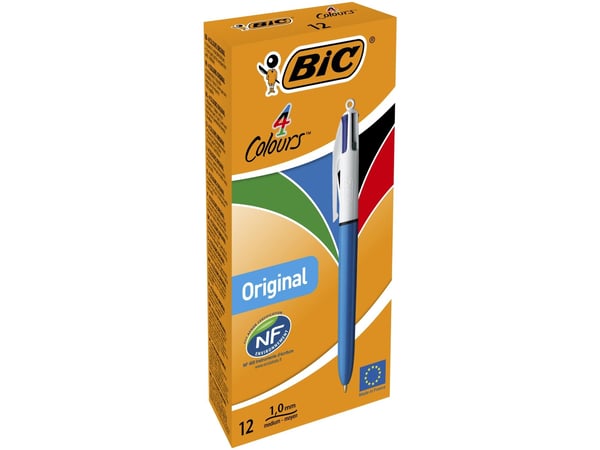 Kuglepen BIC 4 Colours Original Medium 1,0 mm - med klikmekanisme - (12 stk.)