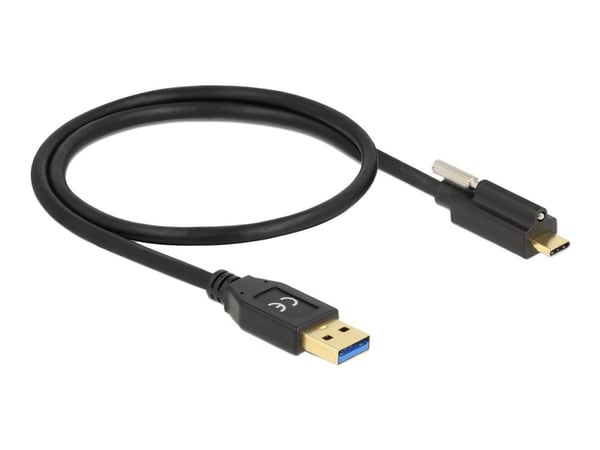 Delock - USB-kabel - USB-type A (hann) til 24 pin USB-C (hann) skrubar - USB 3.2 Gen 2 - 3 A - 50 cm - svart