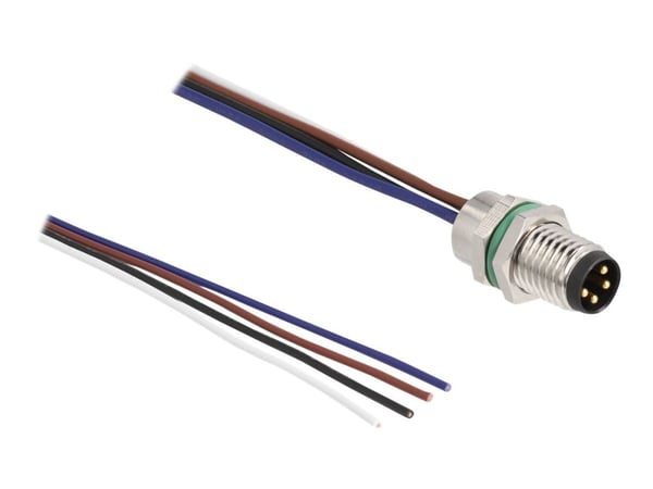 Delock - Verkkokaapeli - 4-nastainen M8 (uros) avoimeen päähän - 0,5 m - 4,6 mm - IP67 - musta