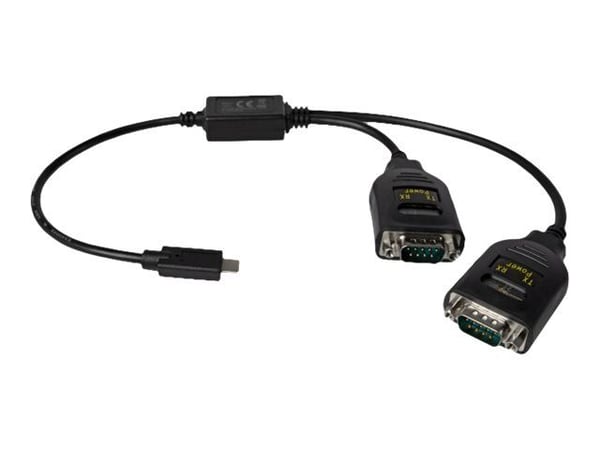 Delock Adapter USB Type-C to 2 x Serial RS-232 DB9 with 15 kV ESD protection - Seriell adapter - USB-C - RS-232 x 2