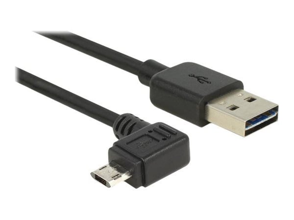 Delock Easy - USB-kabel - USB (hann) reversibel til Micro-USB type B (hann) venstre/høyre-vinklet, reversibel - USB 2.0 - 5 m - svart