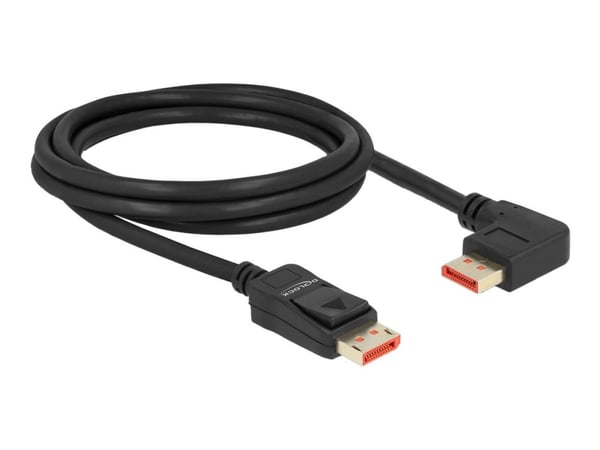 Delock - DisplayPort-kabel - DisplayPort (hann) rett til DisplayPort (hann) venstre-vinklet - DisplayPort 1.4 - 2 m - 8 K 60 Hz (7680 x 4320) støtt...