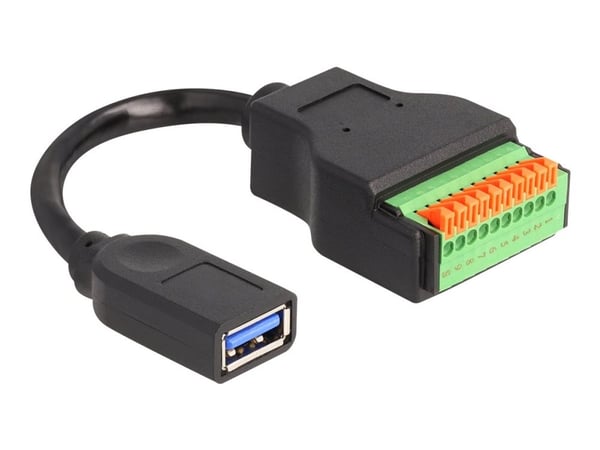 DeLOCK 66241, 0,15 m, USB A, USB 3.2 Gen 1 (3.1 Gen 1), 5000 Mbit/s, Musta, Vihreä