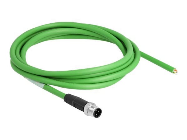 Delock - Koblingskabel - 4 pin M12-D (hann) til uisolert tråd - 2 m - 6.5 mm - SF/UTP - halogenfri - grønn
