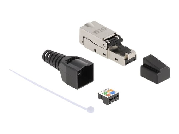 DeLOCK 87061, RJ45, Musta, Metallinen, Uros, Suora, Sinkki, Cat6a