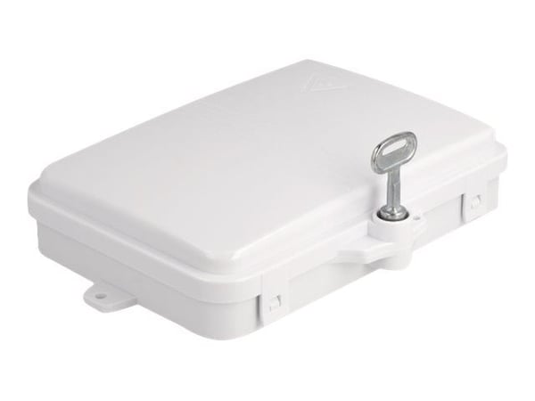 Delock - Fiberoptikdistribueringsbox - IP65, waterproof, lockable - väggmontering - inomhus, utomhus - vit - 6 portar