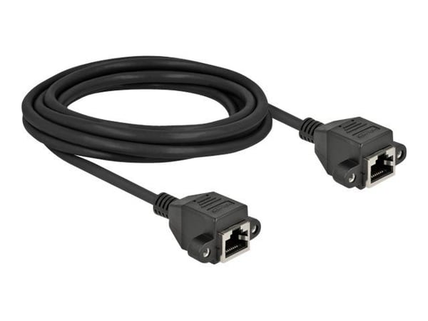 Delock - Nettverksforlengelseskabel - RJ-45 (hann) skrubar til RJ-45 (hunn) skrubar - 3 m - S/FTP - CAT 6a - svart