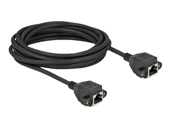 Delock - Verkkokaapeli - RJ-45 (naaras) ruuvattavissa RJ-45 (naaras) ruuvattavissa - 5 m - S/FTP - CAT 6a - halogeeniton - musta