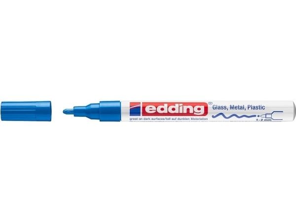 Edding 751, Blå, Projektilspiss, Blå, Hvit, Aluminium, Fin, 1 mm