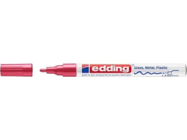 Edding 751, Rød, Projektil spiss, Rød, Hvit, Aluminium, Fint, 1 mm