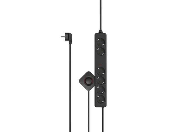 Hama 00223142, 6 AC-utganger, 3 m, Koblet med ledninger (ikke trådløs), Svart, 445 mm, 95 mm
