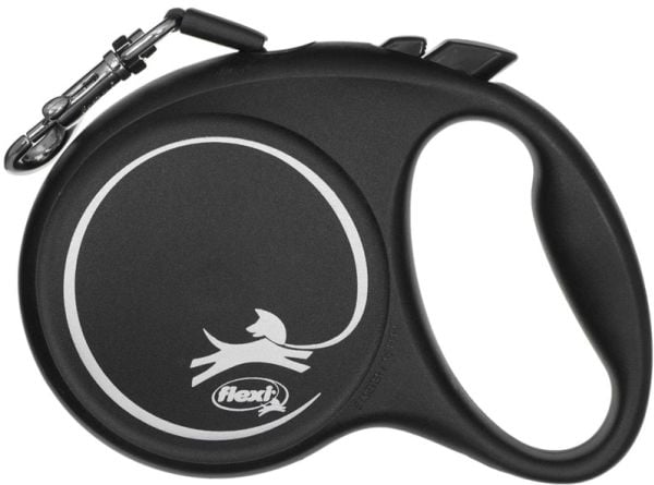 Flexi Black Design M, Koira, Joustava koiran hihna, Musta, Vihreä, Nauha, 25 kg, Yksivärinen