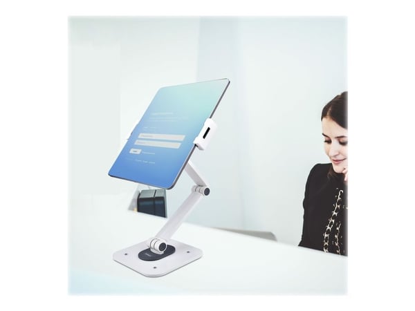 Startech Adjustable Tablet Stand for Desk, Desk/Wall Mountable, Supports Up to 2.2lb, Universal Tablet Stand Holder for Desk, Articulating Tablet M...