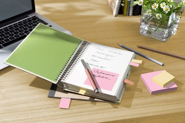 Post-it-lapper til resirkulering, assorterte farger, 76x76 mm, pakke med 16.