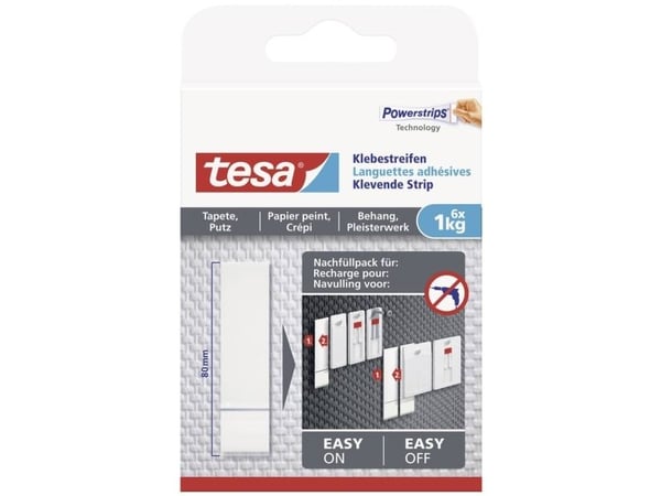 TESA 77771-00000-20, Monteringsplatta, Vit, inomhus, papper, Gips, 1 kg, 6 styck