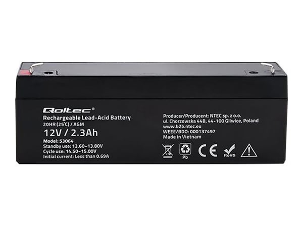 Qoltec 53064 - UPS-batteri - 1 x batteri - blysyre - 2.3 Ah