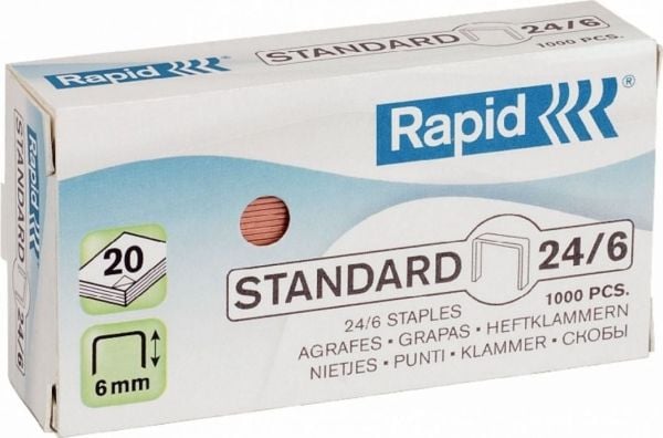 Rapid 24861300, Niittipakkaus, 26/6, 6 mm, Kiinnitys, 1000 niitit, Sinkki