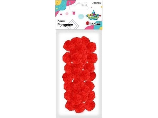 Titanum pom-poms i polyester 25 mm rød 30 stk