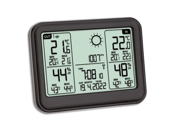 TFA-Dostmann 35.1141.01, Sort, Inne hygrometer, Inne Termometer, Utendørs Fuktighetsmåler, Utendørs Barometer, Barometer, Hygrometer, Termometer, H...