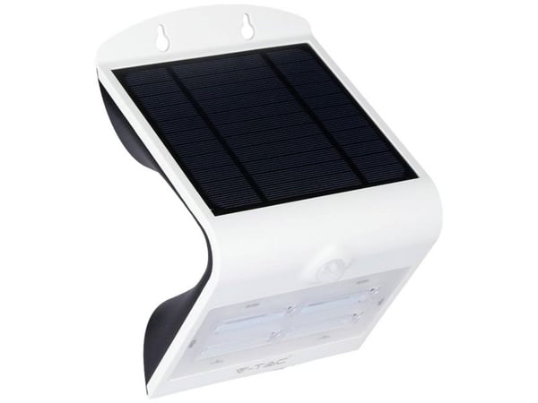 V-tac vegglampe 3W LED utendørs vegglampe i sort/hvit, 3000/4000K, med solbatteri og bevegelsessensor