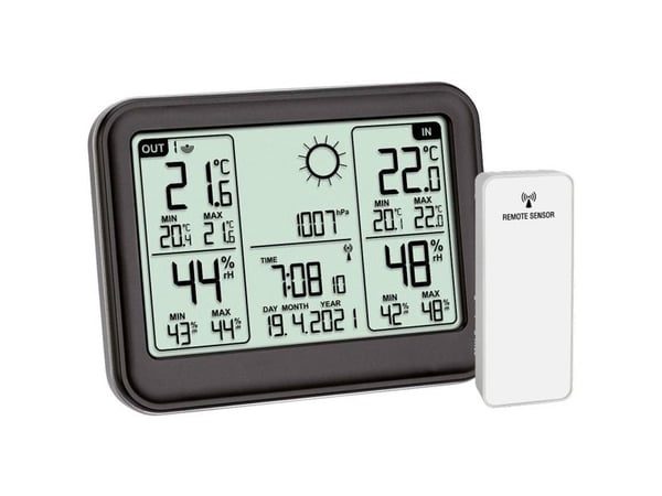 TFA-Dostmann 35.1141.01, Sort, Inne hygrometer, Inne Termometer, Utendørs Fuktighetsmåler, Utendørs Barometer, Barometer, Hygrometer, Termometer, H...