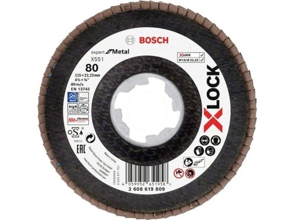 Bosch-tarvikkeet 2608619809 X551 Lamelslibeskive Halkaisija 115 mm Borings-diameter 22.23 mm Kornstørrelse 80 1 stk