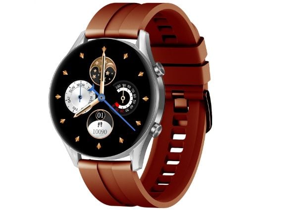 Smartklokke Oro-med Gold Smart Fit 8 Pro, Sølv kropp med brun reim