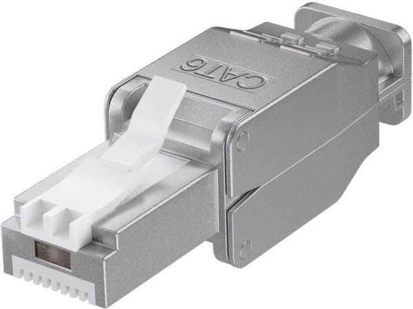 Goobay 38293, RJ45 hane (8P8C), Grå, Hvid, Plast, Cat6, U/FTP (STP), Guld