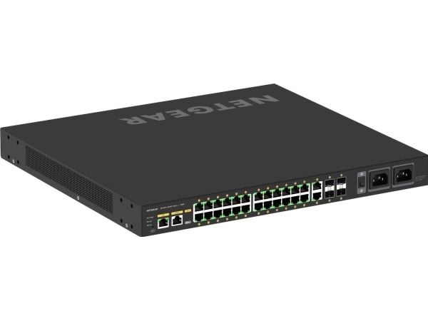 NETGEAR AV Line M4250-26G4F-PoE++ - Switch - L3 - Styrt - 24 x 10/100/1000 (PoE++) + 2 x 10/100/1000 + 4 x 1000Base-X SFP - side til side-luftflyt ...
