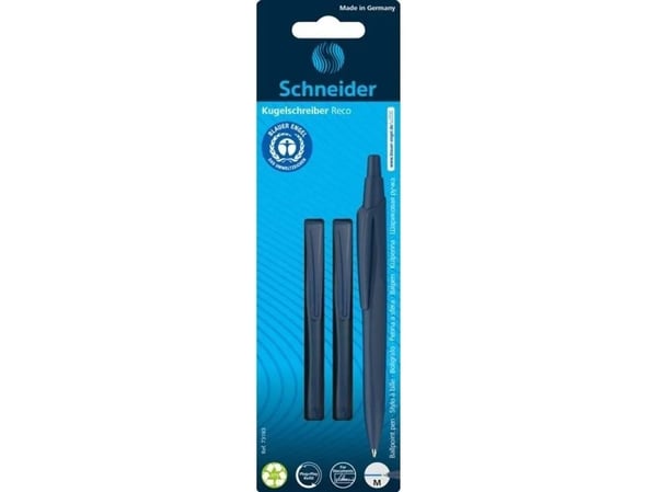 Schneider Reco automatisk kulepenn M, 2 stk, blister, blå