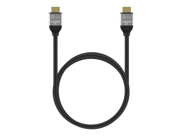j5create JDC53 - Ultra High Speed - HDMI-kabel - HDMI hann til HDMI hann - 2 m - firedobbeltskjermet - svart og grå - 8 K 60 Hz (7680 x 4320) støtt...