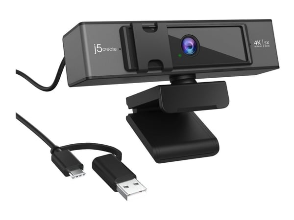 j5create JVCU435 - Webbkamera - färg - 8 MP - 3840 x 2160 - 4K - ljud - USB 2.0 / USB-C - H.264, MJPEG, YUV2 - DC 5 V