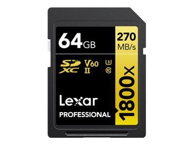 Minnekort Lexar Pro 1800x SDXC R270/W180 64GB U3 (V60) UHS-II